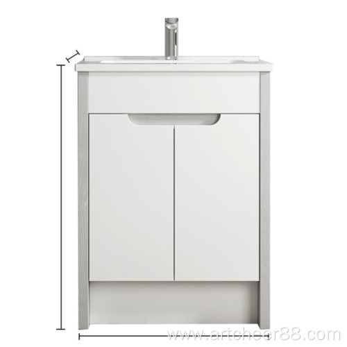 Groove handle vanity cabinet